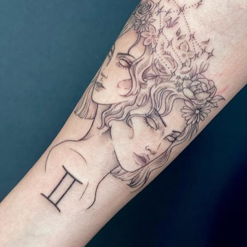 Tatuaż ze znakiem zodiaku Bliźnięta