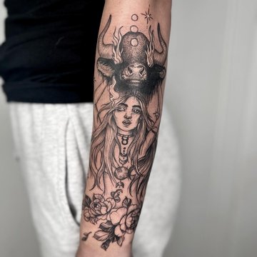 Tatuaże ze znakiem zodiaku Byk