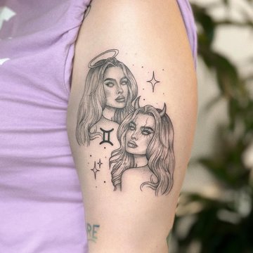 Tatuaż ze znakiem zodiaku Bliźnięta