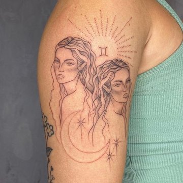Tatuaż ze znakiem zodiaku Bliźnięta