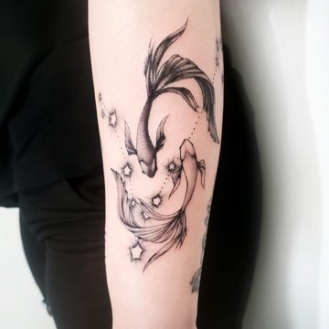Tatuaż ze znakiem zodiaku Ryby