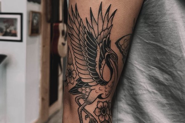 tatuaż Żuraw znaczenie wzór