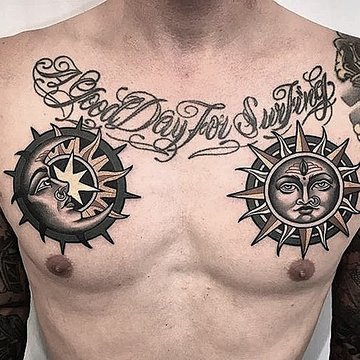 Tatuaże słońce i księżyc dla mężczyzn