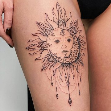 Słońce i księżyc – projekt tatuażu