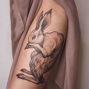 Mały królik w stylu dotwork