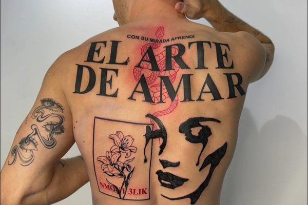 Tatuaż męski na plecach  kompozycja  graficzna