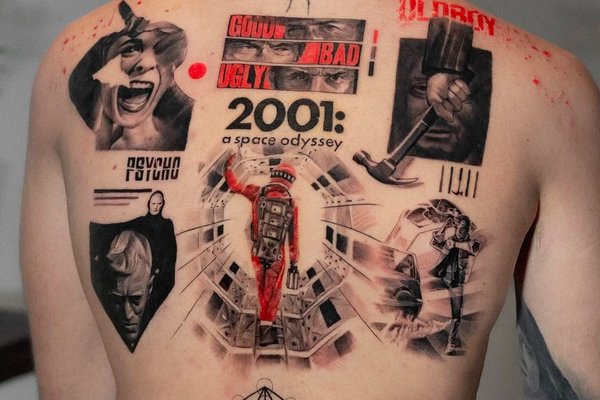 Tatuaż filmowy na plecach męski