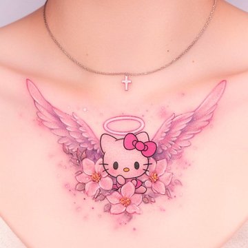 Tatuaż Hello Kitty ze skrzydełkami