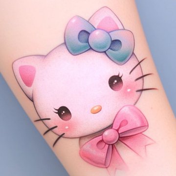 Tatuaż Hello Kitty na przedramieniu