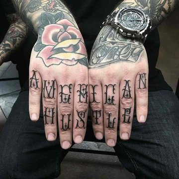Tatuaż męski na palcach