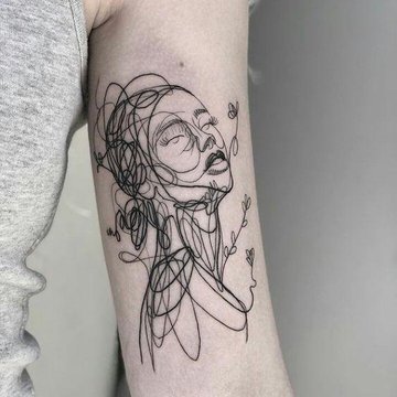 Tatuaż kontury/linework