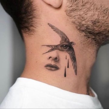 Męskie tatuaże na szyi