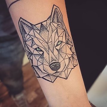Wilk z ostrymi geometrycznymi liniami